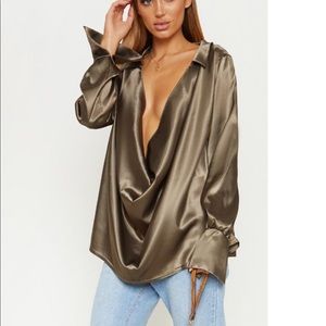 Cowl neck satin shirt